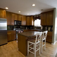 Traditional Medium Wood-Brown Kitchen