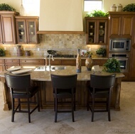 Traditional Medium Wood-Brown Kitchen