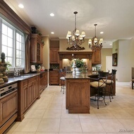 Traditional Medium Wood-Brown Kitchen