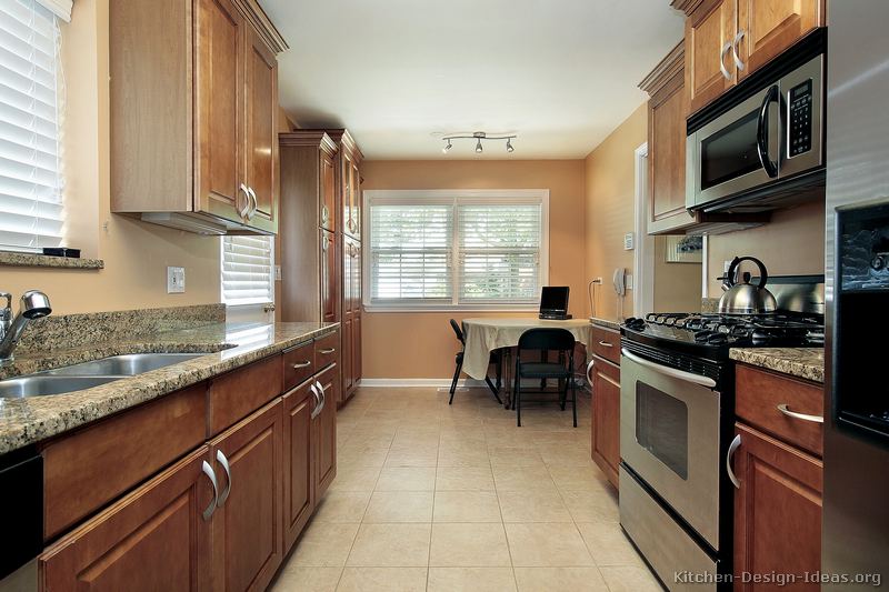 pictures of kitchens - traditional - medium wood cabinets, brown