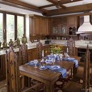 Traditional Medium Wood-Brown Kitchen
