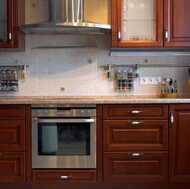 Traditional Medium Wood-Cherry Kitchen