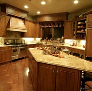 Traditional Medium Wood-Golden Kitchen