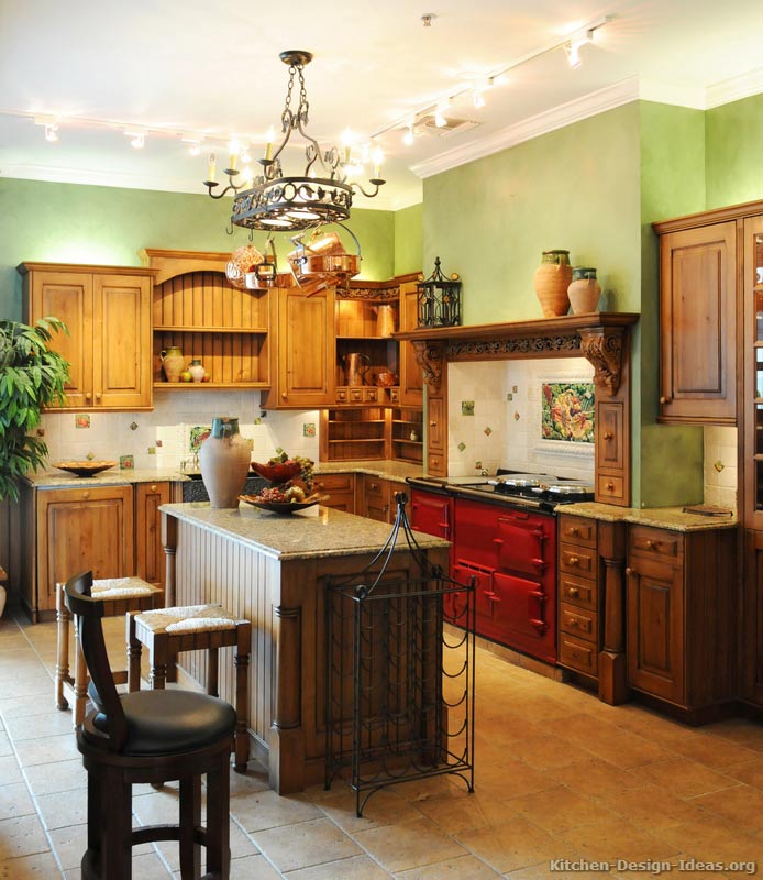 A Traditional Italian Kitchen Design with a Red AGA Stove