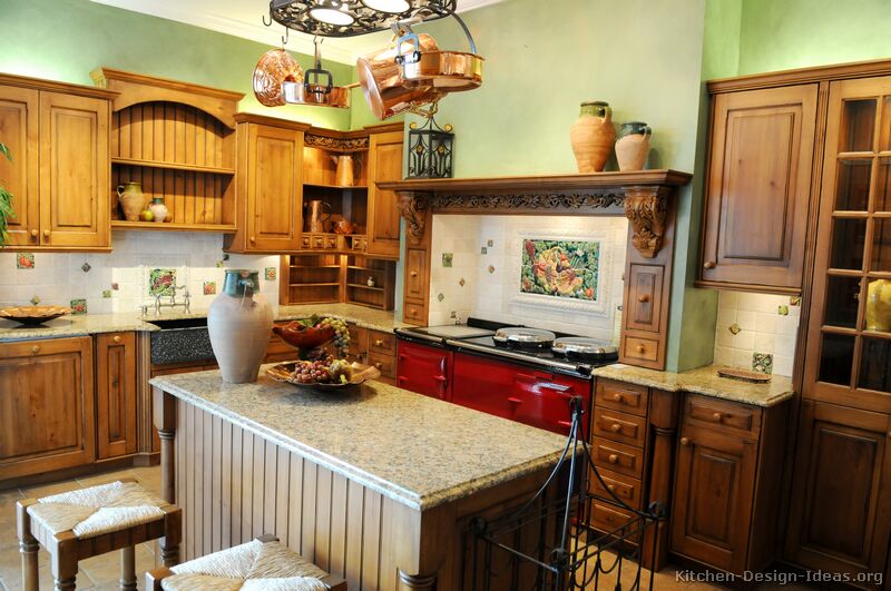 A Traditional Italian Kitchen Design with a Red AGA Stove