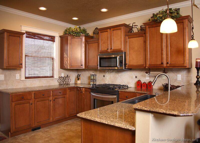 Pictures Of Kitchens Traditional Medium Wood Cabinets Golden