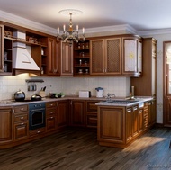 Traditional Medium Wood-Golden Kitchen