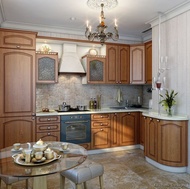 Traditional Medium Wood-Golden Kitchen