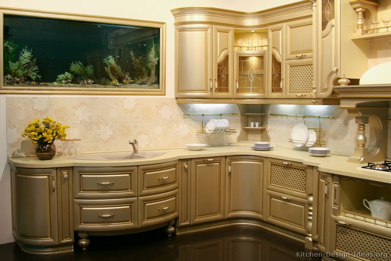 gold colored kitchen wall