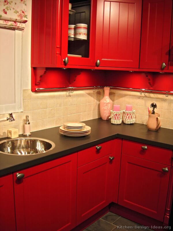 Red Kitchen Cabinets