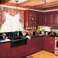 Traditional Red Kitchen