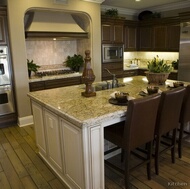 Traditional Dark Wood-Walnut Kitchen