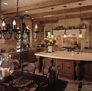 Traditional Medium Wood-Brown Kitchen