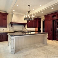 Traditional Dark Wood-Cherry Kitchen