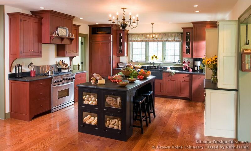 Pictures of Kitchens - Traditional - Red Kitchen Cabinets