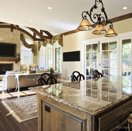 Traditional Medium Wood-Brown Kitchen