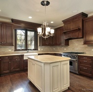 Traditional Dark Wood-Walnut Kitchen