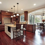 Traditional Dark Wood-Cherry Kitchen