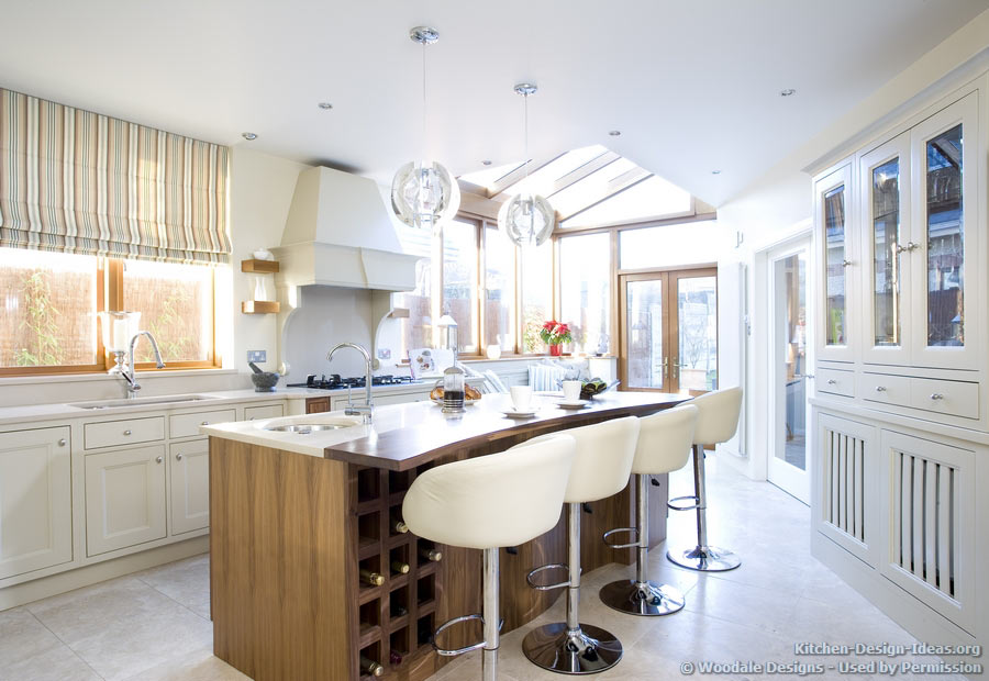 two tone kitchen with bar stools