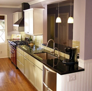 Red AGA Range Oven, Green and White Cabinets - Designer Kitchens LA