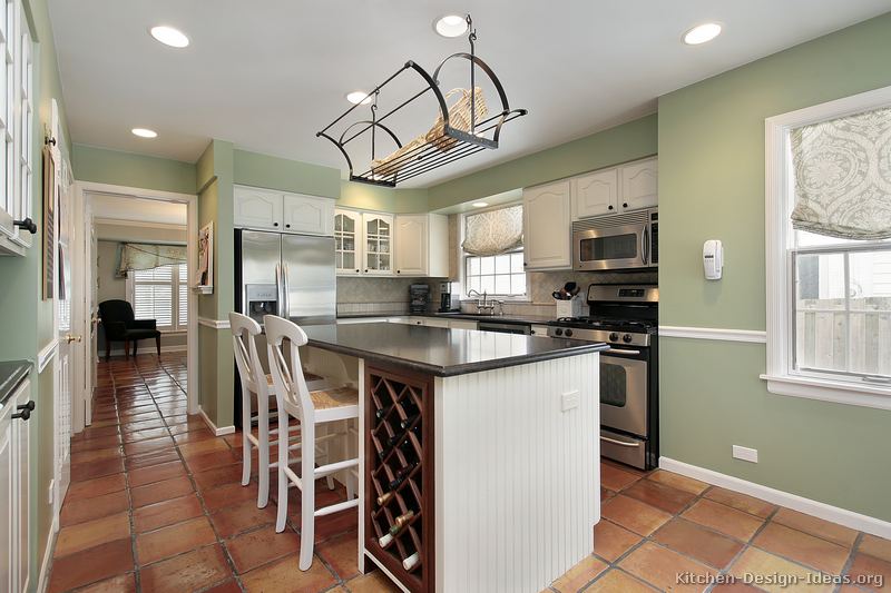 Kitchen Floor Tile with White Cabinets