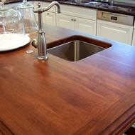 Wood Island Countertop, Prep Sink - Designer Kitchens LA