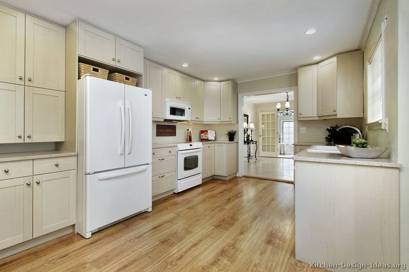 Wood Floor Kitchen Design White Cabinets Wood Floor