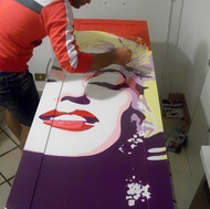 In-Progress Photo (Marilyn Monroe Pop Art Kitchen Mural)