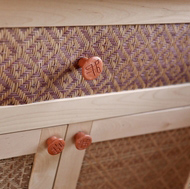 Handwoven Cabinet Panel Inserts and River Clay Knobs by Wabbani