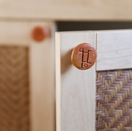 Handwoven Cabinet Panel Inserts and River Clay Knobs by Wabbani